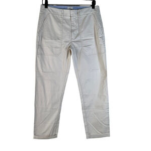 J.Crew Womens Re-Imagined Ankle Pants Ivory Mid Rise Pockets Cuffed Stretch 27